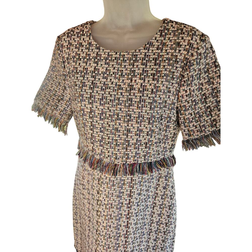 Charles Henry Pink Tweed Dress Sz XS Fringed Lined Zip Up - Picture 3 of 8
